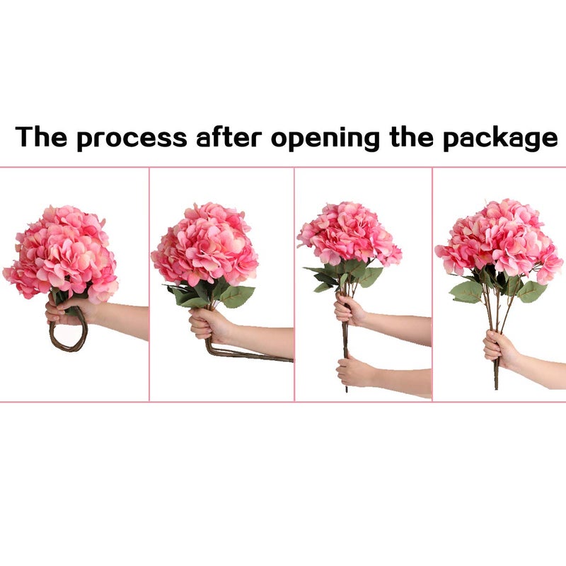 Louiesya Artificial Flowers Silk Hydrangea Flowers with 5 Big Heads Fake Flower Bunch Bouquet for Home Wedding Party Decor DIY, Light Blue - Image 4